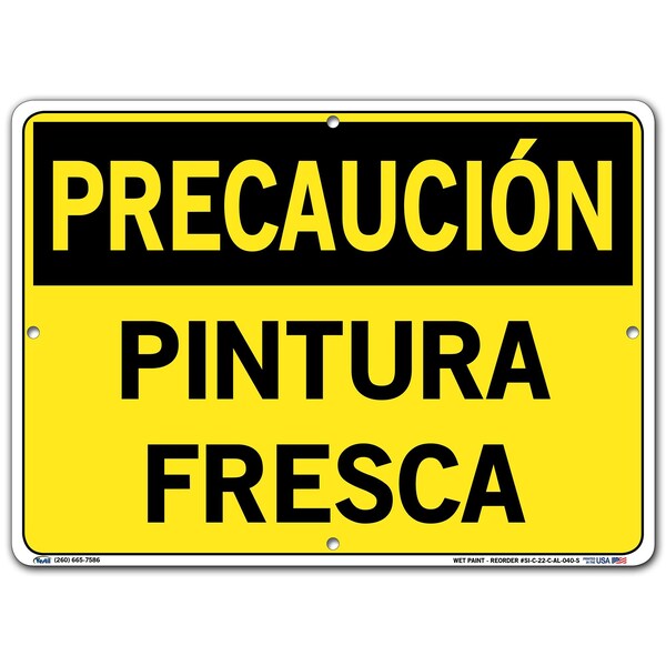 Aluminum Sign, 10-1/2" Height, 14-1/2" Width, Aluminum, Rectangle, Spanish